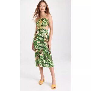 Farm Rio Tropical Leaves Midi Dress
